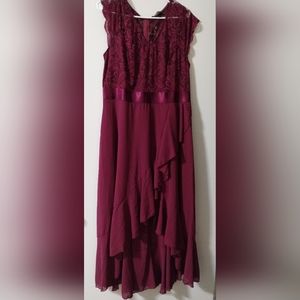 Plus Contrast Lace Ruffle Trim Wrap Hem Formal Dress